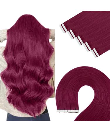 Youngsee Tape Extensions Real Hair Burgundy Tape In Extensions Bunt Real Hair Extensions Tape Red Skin Weft Tape In Extensions Real Hair 50cm Invisible Tape Real Hair Extensions 25g 10Pcs #530 50 cm 10 PCS #530