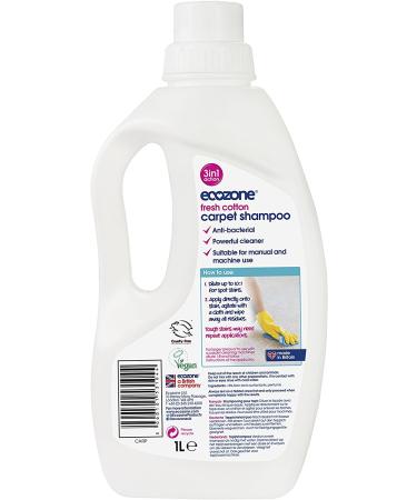 Ecozone Carpet Shampoo Solution 1L | Deep Cleans Manual & Machine | Fresh Cotton Fragrance - Buy Online on SooperMarket.com
