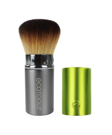 EcoTools Travel Kabuki Makeup Brush for Foundation, Blush, Bronzer, and Powder, Retractable, Green, Aluminum, Travel Friendly and Perfect for On The Go, 1 Count 1 Travel Kabuki Brush