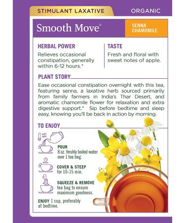 Traditional Medicinals Organic Smooth Move Senna Chamomile Herbal Tea - 16 Tea Bags - Buy Online on SooperMarket.com