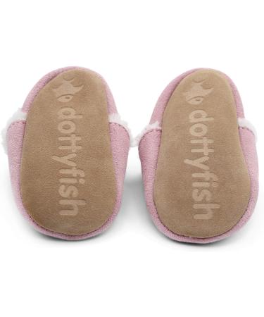 Dotty Fish Suede Baby Slippers | Warm Fleece Lined | Non-Slip Soft Sole Shoes for Infants and Toddlers | Boys Girls | 0-6 Months to 5-6 Years | Soft Pink - Buy Online on SooperMarket.com