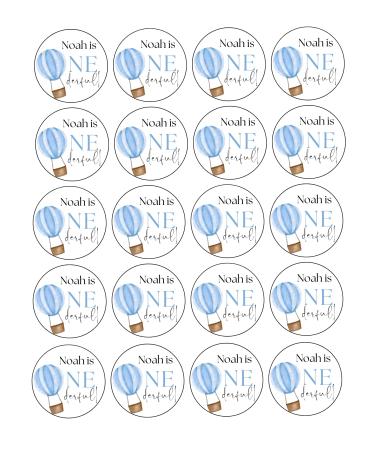 20 x edible Personalised ONEDERFUL cupcake toppers wafer/icing uncut - boys 1st Birthday (icing paper)