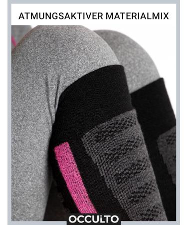 Occulto Children's Ski Socks 2-Pack (Charlie Model) - Size 31-34 Pink-Black | Perfect for Winter Sports - Buy Online on SooperMarket.com