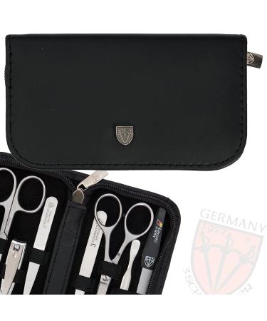Buy Premium 8-Piece Manicure Set for Men | Three Swords Nail Care Set in Real Leather Case - Includes Beard Scissors Nail Clippers Tweezers & More - Black - Buy Online on SooperMarket.com