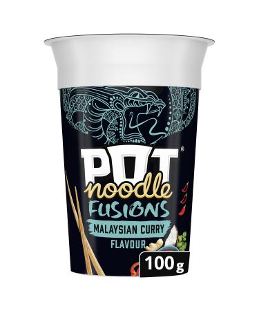 Pot Noodle Fusions Malaysian Curry Instant Snack Vegan quick to make snack pot 100g Spicy 100 g (Pack of 1)
