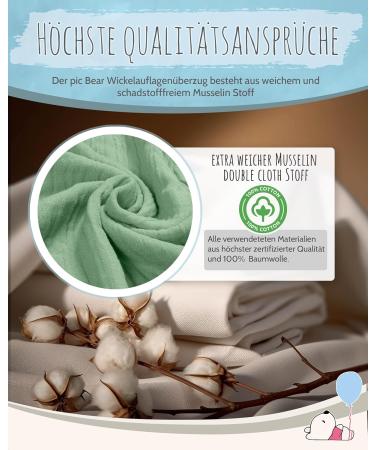 Pic Bear Wrap Editions 75x85cm | 100% Muslin Cotton Baby Wrap with Elastic Band - Gentle & Protective Comfort for Babies (Grayed Jade) - Buy Online on SooperMarket.com