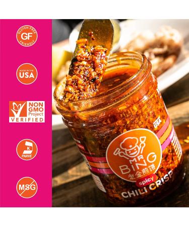 Mr Bing Mild Chili Crisp | Flavorful & Crunchy Chili Oil | Made in USA | Gluten-Free & Vegan | Non-GMO | 7 oz - Buy Online on SooperMarket.com