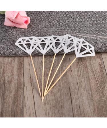 Vaguelly 50pcs Diamond Dessert Topper Happy Wedding Diamond Birthday Cake Picks Wedding Decoration Fruit Cake Decorations for Home Fruitcakes Wedding D cor Anniversary Toothpick Flash Baby Silver medium - Buy Online on SooperMarket.com