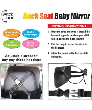Almineez Large Shatterproof Baby Mirror - Wide Rear View & Fully Adjustable Tilt - Anti-Wobble Straps for Car Back Seat Safety - Buy Online on SooperMarket.com