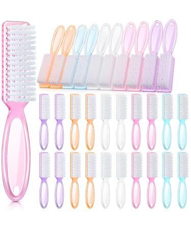 Patelai 30 Pcs Nail Scrub Brushes Nail Brush for Cleaning Fingernails Handle Grip Manicure Brushes Pedicure Cleaning Brushes for Toes and Nails Cleaning  5 Colors