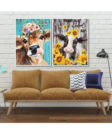 2 Pack Cow Diamond Painting Kits - DIY 5D Full Drill Art with Round Diamonds for Adults & Kids - Home Wall Decor Gift - 12x16inch - Buy Online on SooperMarket.com