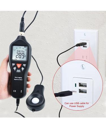 Digital Light Meter Lux Meter - Measurement Range 0-200,000 Lux - Detachable Sensor - Min/Max/Avg Functions - Data Record Function - CD Software & USB Power Cable - Buy Online on SooperMarket.com