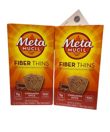 Metamucil Digestive Health Support Psyllium Fiber Thins Bundle: (2) Cinnamon Spice & ThisNThat Tip Card Cinnamon Spice (2 boxes)