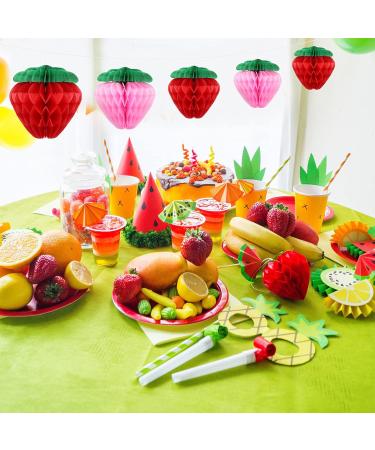 KAYNO 16 Pieces 6 Inch Strawberry Honeycomb Ball Tissue Paper Strawberry Ball Paper Strawberry Decoration for Strawberry Themed Birthday Party (Pink Red) - Buy Online on SooperMarket.com