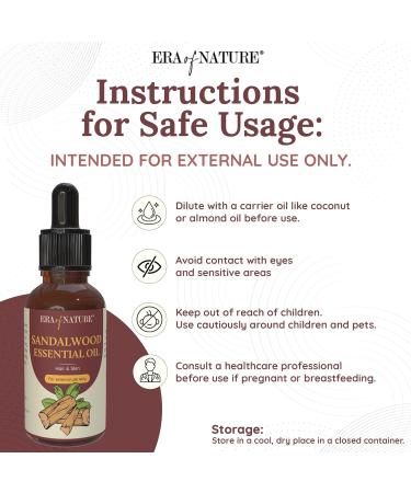 Sandalwood Essential Oil - 100% Pure & Organic | Aromatherapy Skincare Hair Care | 1 fl oz (30ml - Buy Online on SooperMarket.com