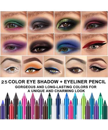 SUMEITANG 25 Colors Eyeliner Pencil Set - Rainbow Metallic Glitter Gel Pen Kit for Waterproof Eye Makeup - Buy Online on SooperMarket.com