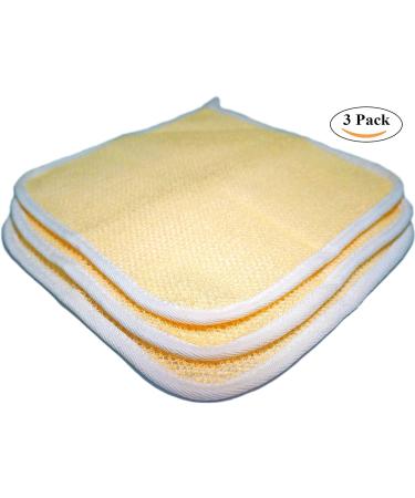 3 pcs Dual-Sided Exfoliating Scrubber & Terry Cloth Towel Set for Home Spa - Gentle Exfoliation for Face & Body - Shower Scrubber for Dead Skin Removal - Ideal for Skin Care - Buy Online on SooperMarket.com