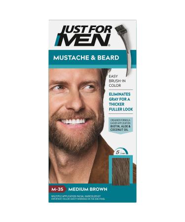 JUST FOR MEN Color Gel Mustache & Beard M-35 Medium Brown 1 ea (Pack of 2) Medium Brown 1 Count (Pack of 2)