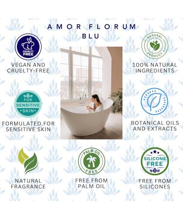 Amor Florum Blu - 100% Natural Bathing Salt | Himalayan & Totes Sea Salt with Rose & Geraniums | Detoxify & Relax - 400g - Buy Online on SooperMarket.com