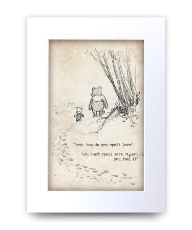 HWC Trading Winnie the Pooh Spell Feel Love A4 Printed Quote Nursery Print Baby Shower Room Gifts New Born Bedroom Gift Print Photo Picture Display (Unframed) Spell Feel Love
