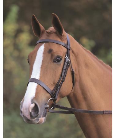 Shires Aviemore Plain Bridle With Rubber Grip Reins - Havana Pony
