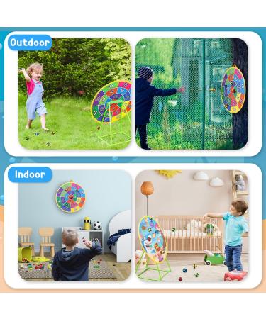 Dioju Dart Board for Kids - Double Sided Dartboard with 12 Sticky Balls | Indoor Outdoor Sport Toys for Boys & Girls | Target Action Game for Ages 3-12 | Perfect Birthday Party Gift - Buy Online on SooperMarket.com