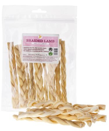 200g Braided Lamb Skin (Approx 20 Sticks) 6" Inch Natural Dog Treat Chew Gluten & Grain Free By JR Pet Products Lamb 200 g (Pack of 1)