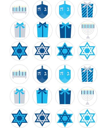 24 edible Hanukkah childrens party decorations Iced/Icing Cupcake Topper Edible Fairy Cake Bun Toppers Round - Buy Online on SooperMarket.com