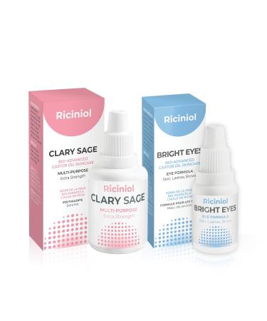 BUNDLE 01 - Clary Sage (30ml) & Bright Eyes (15ml). Bio-advanced Castor Oil for Body and Around the Eyes Skincare All Natural Skin Protection for Cracked and Dry Skin| Vegan & Cruelty-Free