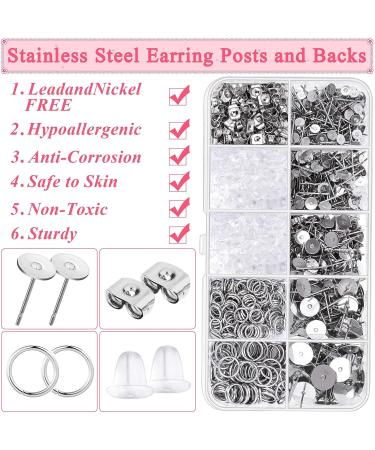 Hypoallergenic Stainless Steel Earring Making Kit - 1650pcs Posts, Backs, Studs, Jump Rings for DIY Jewelry - Buy Online on SooperMarket.com