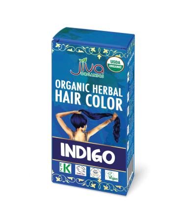 Jiva Organic Indigo Powder - Blue Herbal Hair Color - 100% Pure Certified Organic - NO Chemicals Kosher Vegan Cruelty Free 3.5 Oz (100g)