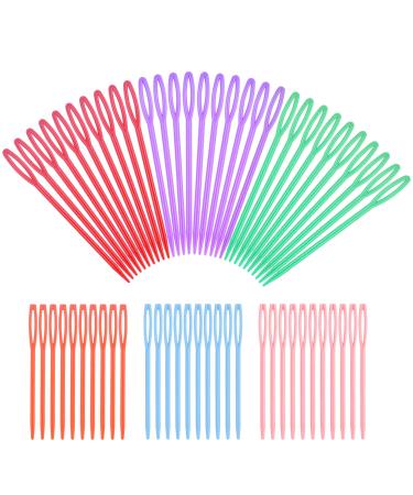 60pcs Colorful Large Eye Plastic Sewing Needles for Kid Weave Education