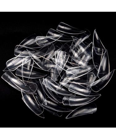 1200PC French False Nail Tips | Acrylic Stiletto Form - Full Cover 10 Sizes Clear & Natural for Salon Mani Pedi - Buy Online on SooperMarket.com