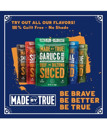 True Beef Sliced Bites Variety Pack (2 oz, Pack of 5) - All Natural Zero-Sugar Jerky Biltong - High Protein Keto Paleo Diet Snack - Sugar-Free Gluten-Free Carb-Free - Buy Online on SooperMarket.com