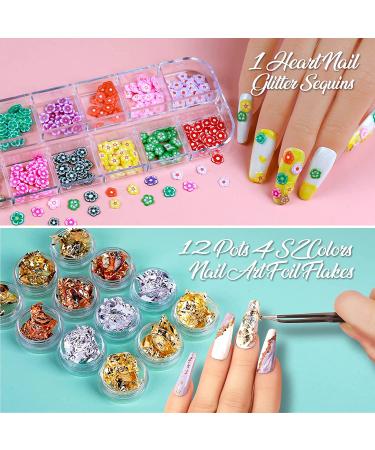 Teenitor 3D Flower Nail Stickers Set with Glitter, Butterfly, Heart Sequins, and Nail Foil - 12 Self-Adhesive Sheets for Nail Art Decoration - Buy Online on SooperMarket.com