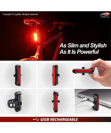 Cygolite Hotrod 90 Lumen Bike Tail Light | USB Rechargeable | 6 Night & Daytime Modes | Wide Glowing LEDs - Buy Online on SooperMarket.com