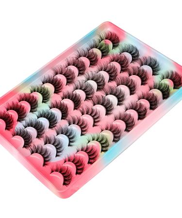 20 Pairs Natural Fluffy Cat Eye False Eyelashes - 4 Styles Wispy 5D Faux Mink Multipack - Buy Online on SooperMarket.com
