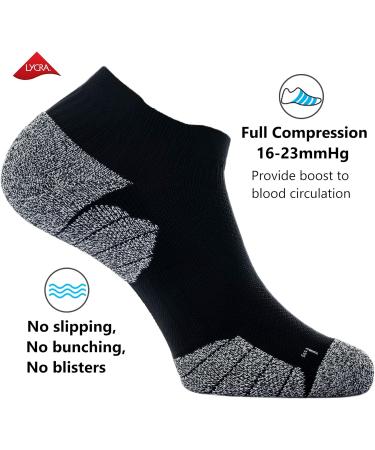 CWVLC Unisex Cushioned Compression Athletic Ankle Socks 6-Pack - Black, Charcoal, Royal - Large Size - Buy Online on SooperMarket.com