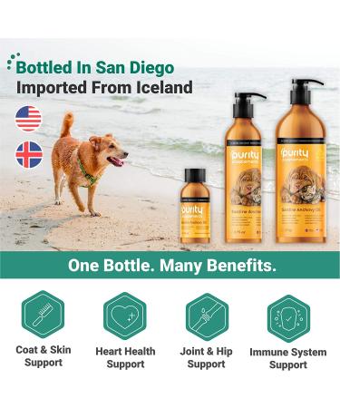 Wild Caught Icelandic Sardine Anchovy Fish Oil for Pets - Omega 3 & 6, Soft & Shiny Coat - Joint, Heart, Immune Support - 17 oz Pump Bottle - Buy Online on SooperMarket.com