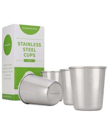 HumanCentric Stainless Steel Cups for Kids and Toddlers - Set of Four 8 oz BPA Free Cups