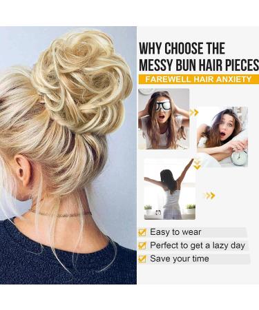 Norhogo Messy Hair Buns Extensions Curly Wavy Hair Extension Curly Wavy Messy Synthetic Bun Hairpiece for Women Thick Hair Pieces Wavy Curly Ponytail (Dirty Blonde) - Buy Online on SooperMarket.com