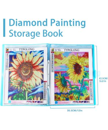 TTPOLONG A3 Diamond Painting Storage Book - Blue Diamond Art Portfolio with 30 Clear Plastic Sleeves - 16.8X12.5 Inch Organizer for Diamond Painting Supplies - Buy Online on SooperMarket.com