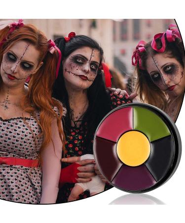 CCbeauty Halloween SFX Makeup Kit - Bruise Wheel, Scar Wax, Coagulated Blood Gel, Stipple Sponge, Spatula Tool - 6 Colors for Special Effects Costume Makeup - Buy Online on SooperMarket.com