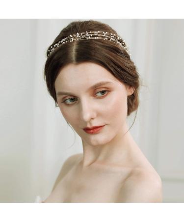 BABEYOND Bridal Pearl Vintage Wedding Headband with Lace Ribbon - White Beads - Buy Online on SooperMarket.com