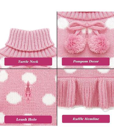 KYEESE Polka Dot Pink Dog Sweater Dress with Leash Hole - Knit Warm Clothes for Small Dogs - Fall/Winter Stylish Pet Apparel (Pack of 1) - Buy Online on SooperMarket.com
