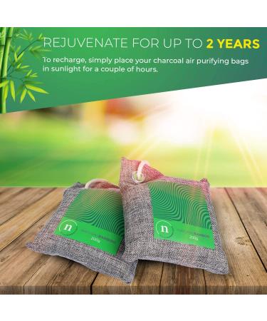 Bamboo Charcoal Bags - 100% Bamboo and Linen Odor Absorber with Dehumidifier - 4 Pack (200g Each) - Buy Online on SooperMarket.com