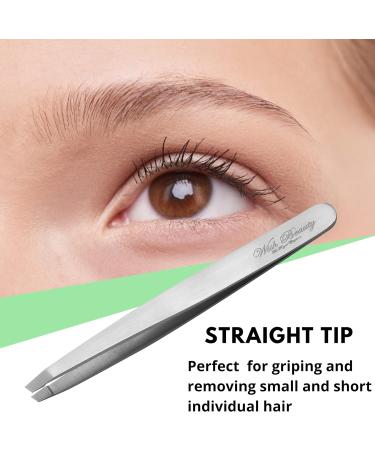 Tweezer Wishbeauty Pointed and Slant Pointed Eyebrow Tweezers for Women & Men - 2pc Precision Tweezers for Eyebrows Facial Hair & Ingrown Hair Removal - Stainless Steel - Buy Online on SooperMarket.com
