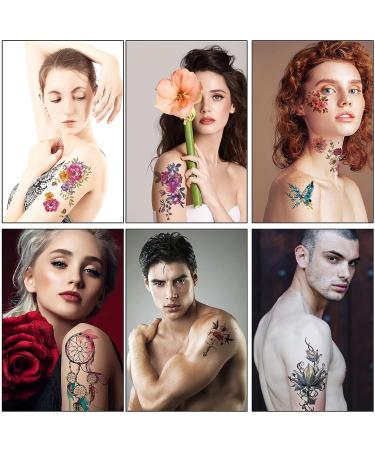 Floral Temporary Tattoos for Women and Kids Waterproof Fake Tattoos for Adults Butterfly, Lion, Deer Designs Realistic Body Art Stickers (50 Sheets) - Buy Online on SooperMarket.com