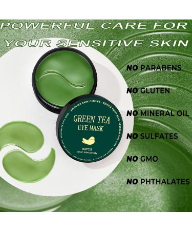 CCbeauty Green Tea Under Eye Masks - Collagen Eye Patches for Dark Circles Puffiness & Wrinkles - 30 Pairs Hydrating Gel Pads for Skincare - Buy Online on SooperMarket.com
