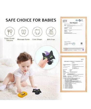 PAPACHOO Halloween Teething Toys 2 Pack - Soft Silicone Baby Soothing Teethers (Orange & Kitten) - Buy Online on SooperMarket.com